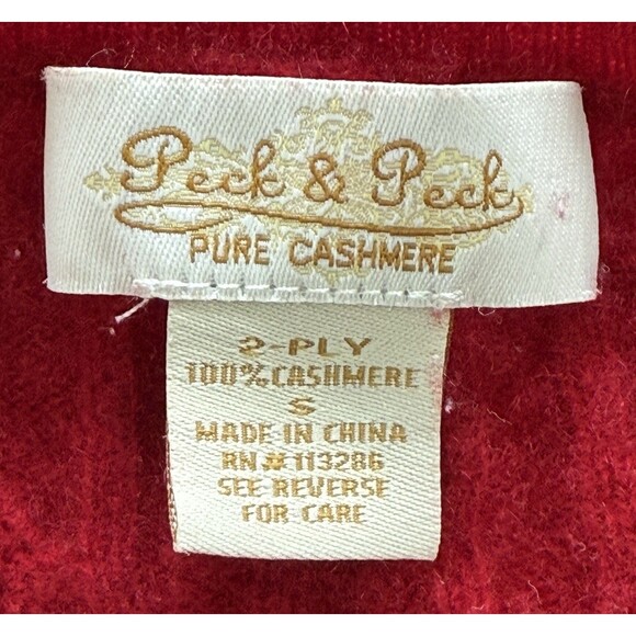 Peck &Peck Women's 100% Cashmere Red Cable Knit Sweater Quiet Luxury Timeless Sm - Picture 5 of 8
